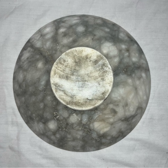 Alabaster Marble Pedestal Bowl Vintage Stone Minimalist Serving Vintage 9.75” - Picture 5 of 7